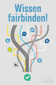 Das Bild zeigt verschiedene Verkehrswege die zusammenlaufen. Darüber steht der Ausruf: Wissen verbinden!